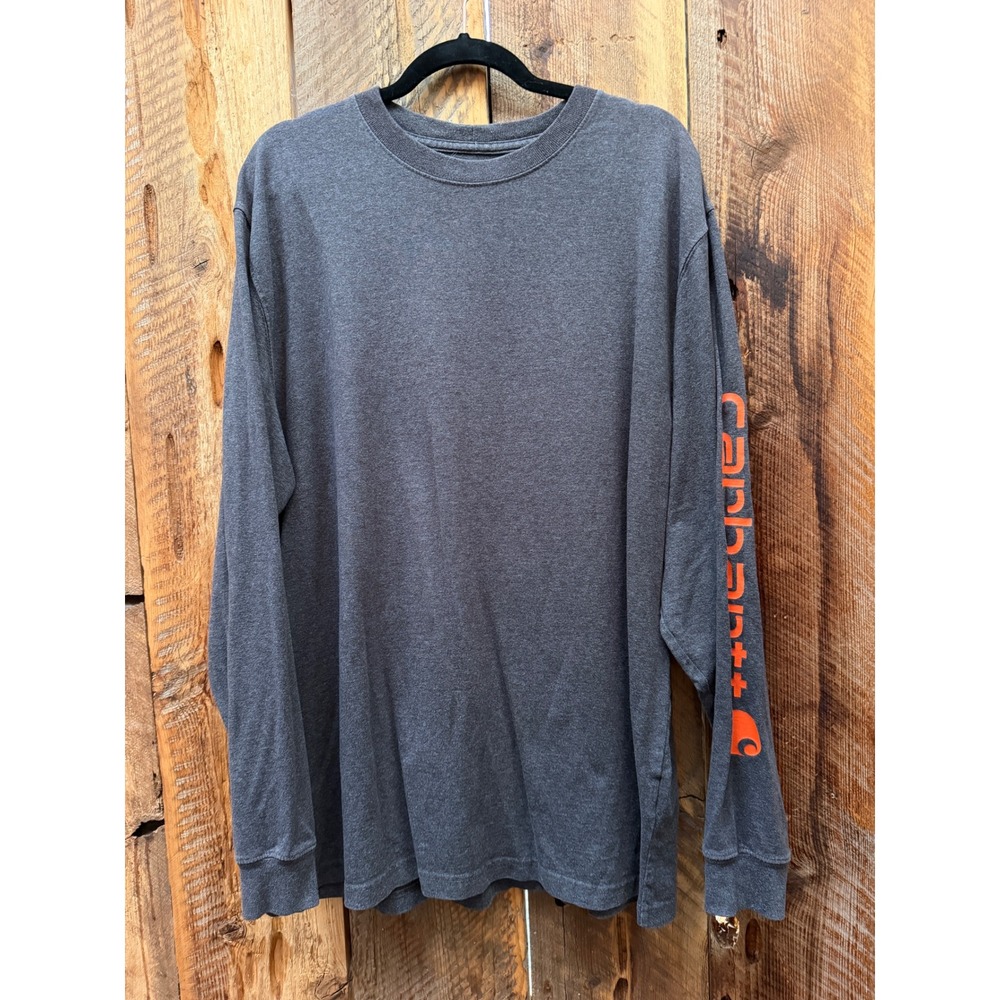 Carhartt Mens L Long Sleeve Shirt Logo Sleeve Workwear Streetwear Rugged